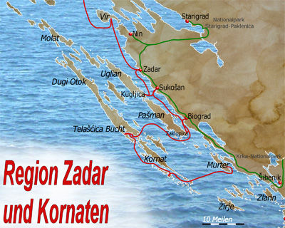 kornaten kroatien karte Norddalmatien und Kornaten