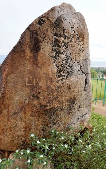 Der Ort, an dem Henry Morton Stanley  im Jahr 1871 auf David Livingstone traf. Doktor Livingstone war Afrikaforscher und unter anderem Entdecker der Victoria Falls. Er galt aber seit 1869 als verschollen. Darauf hin hat sich der britisch-amerikanische Journalist auf den Weg gemacht Livingstone zu suchen. Stanley schrieb damals für die auflagenstarke New York Herald. 1871 trafen die beiden dann an dieser Stelle aufeinander. Livingstone war krank und hielt sich seit Tagen an diesem Stein auf. Stanley kam des Weges, traf auf einen weißen Mann und begrüßte ihn mit „ Doctor Livingstone, I presume“ (Doktor Livingstone, nehme ich an). Von da an versuchten beide gemeinsam die Quelle des Nils zu finden. Das war die eigentliche Mission von Livingstone. Doch die Beiden fanden die Quelle nie. Livingstone starb 1873 im heutigen Sambia.